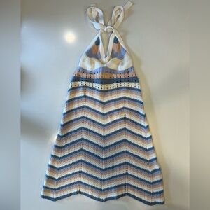 ✨ Pink Rose Knit Chevron Halter Dress - Size Small ✨